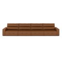 Ver imagem 6 de Sofá Retrátil 8 Lugares 484cm Nero Usb Couro Caramelo Manchado G52 - Gran Belo