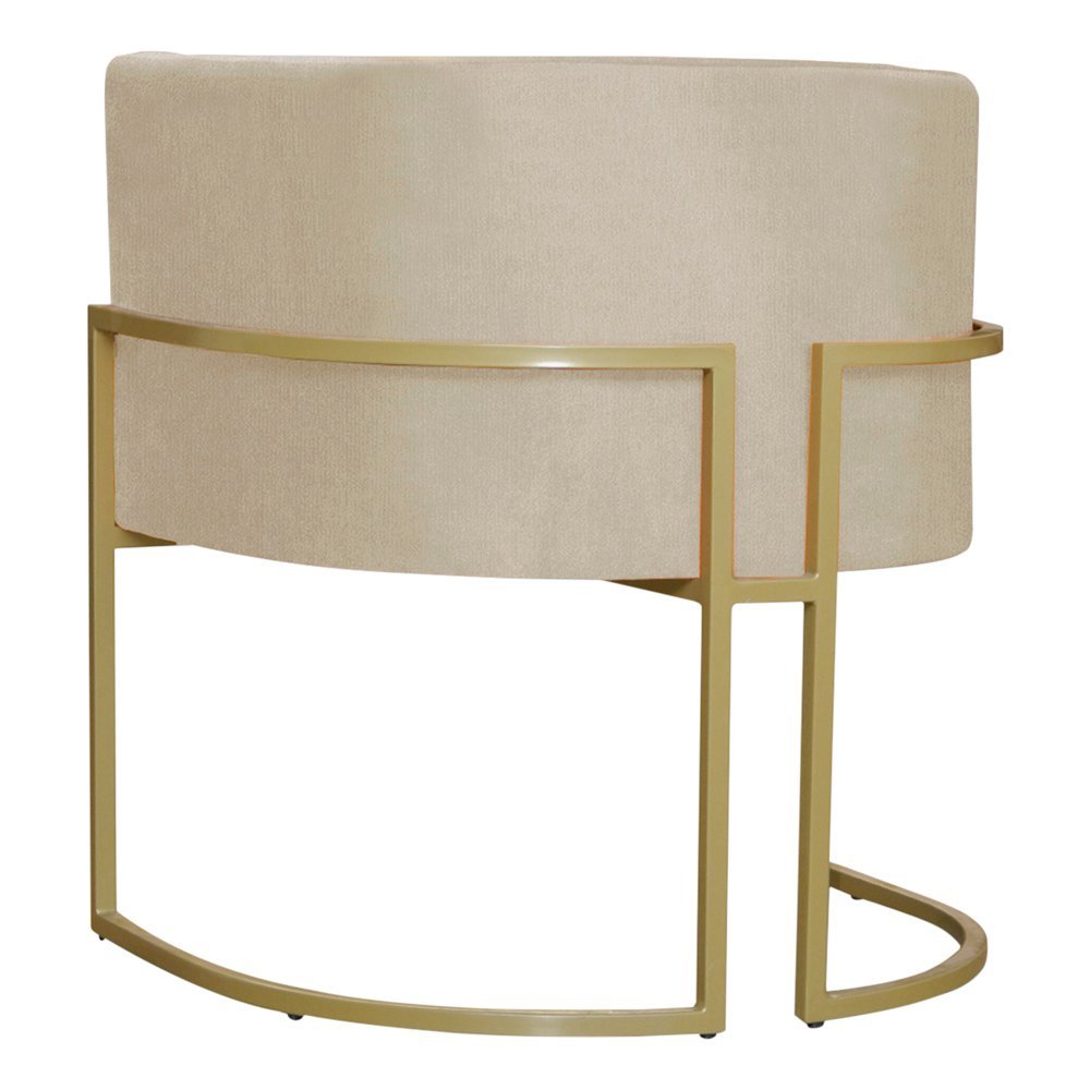 Kit 3 Poltronas Decorativa Sala de Estar Luana Base Gold Suede Bege - Montanaris Decor Md Montanaris - 3