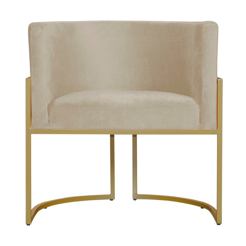 Kit 3 Poltronas Decorativa Sala de Estar Luana Base Gold Suede Bege - Montanaris Decor Md Montanaris - 2