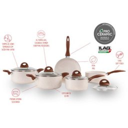 Conjunto de Panelas Brinox Ceramic Life 2.5, 5 Peças, Bege - 4740/110 - 2