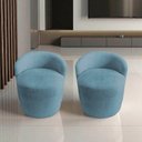 Ver imagem 1 de Kit 2 Poltronas Decorativa Yara Orgânica Linho Azul