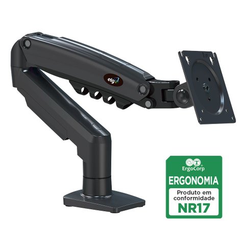 Suporte Ergonômico Articulado de Mesa com Pistão a Gás, Elg, F80n, para Monitor de 17" a 35", Preto