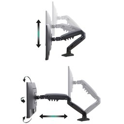 Suporte Ergonômico Articulado de Mesa com Pistão a Gás, Elg, F80n, para Monitor de 17" a 35", Preto - 3