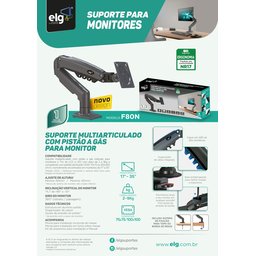 Suporte Ergonômico Articulado de Mesa com Pistão a Gás, Elg, F80n, para Monitor de 17" a 35", Preto - 8
