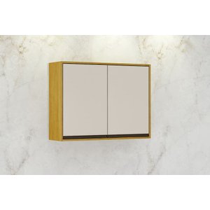 Armário Aéreo 2 Portas - Eduarda-Cinamomo/Off White - CHF Móveis