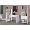 Conjunto Mesa Para Escritório Estilo Industrial Com Estante Branca - 1
