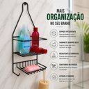 Ver imagem 5 de Suporte Organizador Multiuso Porta Shampoo Duplo Aço Pintura Anticorrosão Banheiro Cozinha Preto