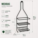 Ver imagem 3 de Suporte Organizador Multiuso Porta Shampoo Duplo Aço Pintura Anticorrosão Banheiro Cozinha Preto