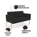 Ver imagem 5 de Sofá Namoradeira 2 Lugares Pé de Ferro Dourado Elisa Veludo Preto D03 - D'Rossi