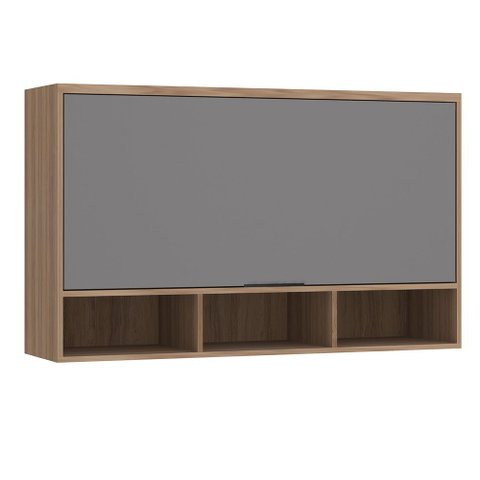 Armário Aéreo de Cozinha 120cm 1 Porta Basculante com Nichos Aspen Luciane Móveis