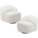 Ver imagem 1 de Kit 02 Poltronas Decorativa Orgânica Giratória para Sala Living Barolo L06 Bouclê Branco - Lyam