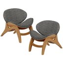 Ver imagem 1 de Kit 2 Poltronas Decorativa Orgânica Sala Living Kadosh L02 Linho Mescla Chumbo - Lyam Decor