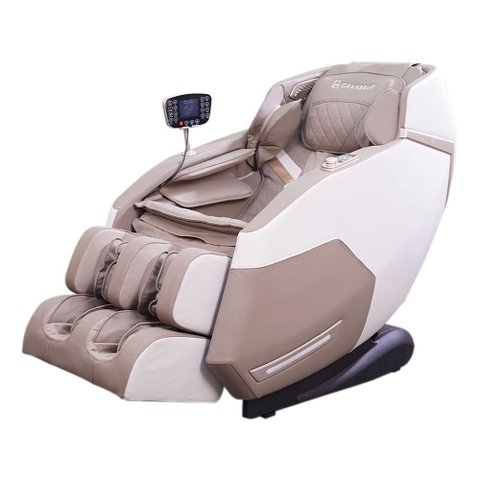 Poltrona de Massagem Reclinação Gravidade Zero Elétrica 3D Marley Tela LCD PU Bege G94 - Laura Lar