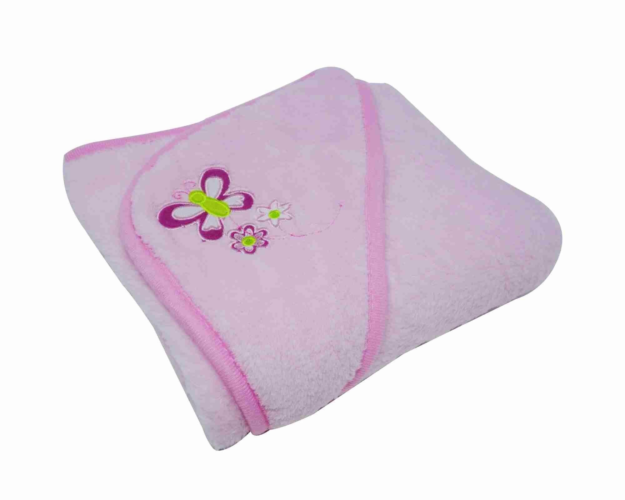 Cobertor Infantil Bordado C/ Capuz Rosa Estampa Sortida Niazitex - 1