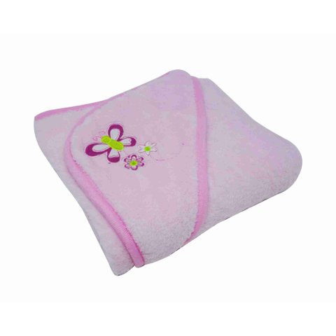 Cobertor Infantil Bordado C/ Capuz Rosa Estampa Sortida Niazitex