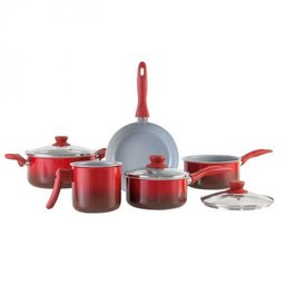 Jogo de Panelas Brinox Ceramic Life 2.0, 5 Peças, Vermelho - 4739/100 - 1