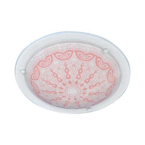 LUMINÁRIA PLAFON REDONDO PEQ RENDA BRANCO/ROSA - 2015 PEQ BR/RS