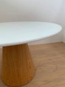 Ver imagem 4 de Mesa de Jantar Redonda 100cm Laca Branca - Base Cone Freijó