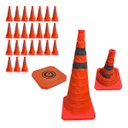 Ver imagem 1 de Cone Retratil Kit 24 Uni Sinalizador Viario Baliza Portatil Estrada Segurança Dobravel Obra Flexivel