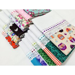 Pano De Prato Barrado Kit Com 10 Peças - 5 Pano De Prato Barrado Kit Com 10 Peças - 5