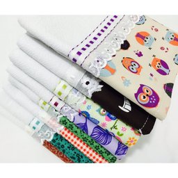 Pano De Prato Barrado Kit Com 10 Peças - 4 Pano De Prato Barrado Kit Com 10 Peças - 4