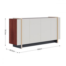 Balcão Buffet Copacabana 4 Portas 2 Prateleiras Off White/nogueira/dourado - Colibri - 4