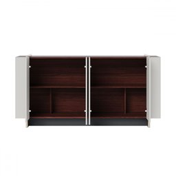 Balcão Buffet Copacabana 4 Portas 2 Prateleiras Off White/nogueira/dourado - Colibri - 3