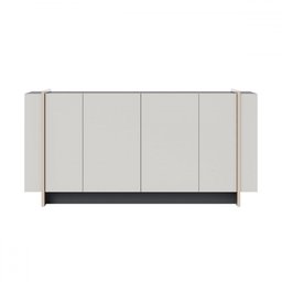 Balcão Buffet Copacabana 4 Portas 2 Prateleiras Off White/nogueira/dourado - Colibri - 2
