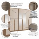 Ver imagem 5 de Guarda-Roupa Casal com Espelho 6 Portas 4 Gavetas 230 x 261cm Valência Yescasa Cappuccino/Off White