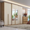 Ver imagem 1 de Guarda-Roupa Casal 6 Portas 4 Gavetas com Espelho 261x60x230cm Valência Off White Capuccino/Off White