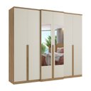 Ver imagem 2 de Guarda-Roupa Casal 6 Portas 4 Gavetas com Espelho 261x60x230cm Valência Off White Capuccino/Off White