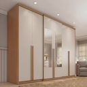 Ver imagem 1 de Guarda-Roupa Casal com Espelho 6 Portas 4 Gavetas 230 x 261cm Valência Yescasa Cappuccino/Off White