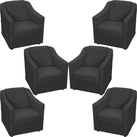 Kit 6 Poltronas Decorativas para Sala Recepção Consultório Manicure Cadeira Mila Suede