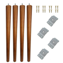 Ver imagem 1 de Kit 04 Pés Palito 35 Cm Cor Castanho + Chapinha Fixação Inclinada com Parafusos para Móveis