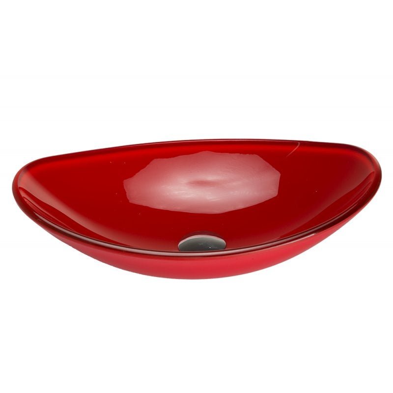 cuba de vidro oval vermelha,válvula cromada - 1