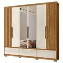 Ver imagem 2 de Guarda Roupa Casal Ambiente Amazonas 6 Portas Freijó Off White com Espelho - Moval