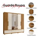 Ver imagem 5 de Guarda Roupa Casal Ambiente Amazonas 6 Portas Freijó Off White com Espelho - Moval