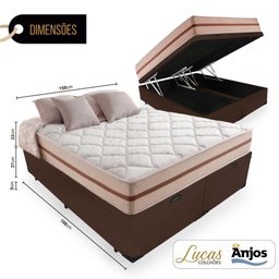 Cama Box Baú Queen + Colchão de Molas Ensacadas Anjos Classic 158cm - 2