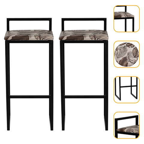 Kit 2 Banqueta Quadrada Preta para Balcão Ilha Cozinha Gourmet Bancada Piscina Bares Àrea de Lazer