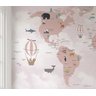 Papel de parede infantil mapa mundi rosa para quarto de bebê M² PP74 - 2