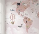 Ver imagem 2 de Papel de parede infantil mapa mundi rosa para quarto de bebê M² PP74