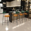 Ver imagem 2 de Kit 05 Banquetas Baixa Cozinha Sala Jantar Bancada Milão L02 Facto Verde Couríssimo Whisky - lyam de
