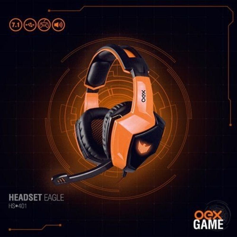 Fone Gamer Eagle Headphone 7.1 Virtual Surround USB/Ps4 Hs401 Oex Laranja - 2