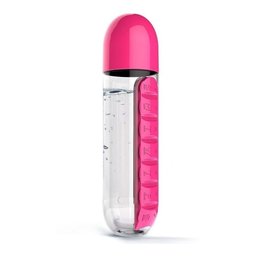 Garrafa Plastico Porta Comprimidos Destacavel 600ml Rosa - 1