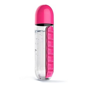 Garrafa Plastico Porta Comprimidos Destacavel 600ml Rosa