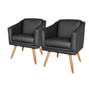 Ver imagem 2 de Conjunto 2 Poltronas Deluxe Fixa em Corino Preto para Salão Escritório Consultório