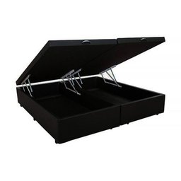 Base Box Baú Casal Bipartido Santo Box Suede Preto 47x138x188 - 2