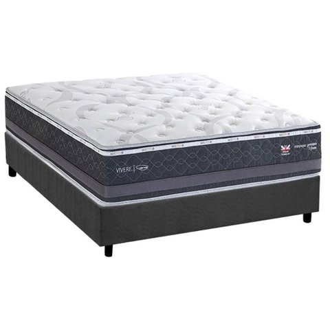 Conjunto Box Casal: Colchão Molas Herval Maxspring C1783 + Base Crc Suede Gray (138x188)
