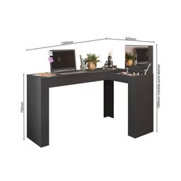 Mesa Escrivaninha Penteadeira Canto Camarim com Espelho:preto - 3