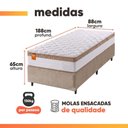 Ver imagem 3 de Cama Box Solteiro Colchão Molas Ensacadas Real 88x188x65cm Branco / Bege - Suporta até 130kg
